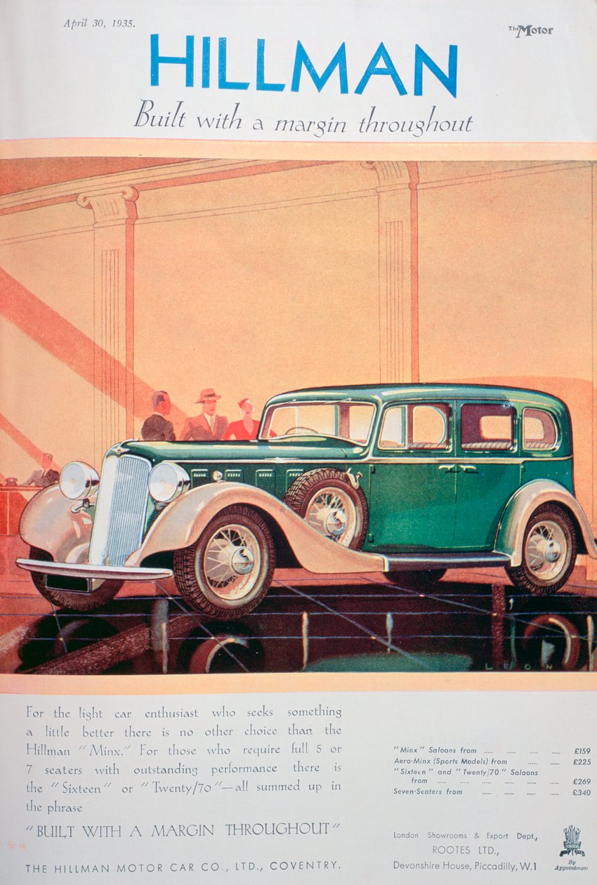 Hillman motorlu arabalar için reklam, 1935 by Unbekannt