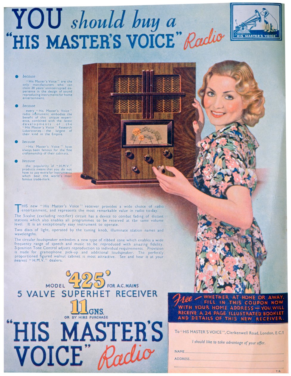 Masters Voice radyoları için reklam, 1936 by Unbekannt