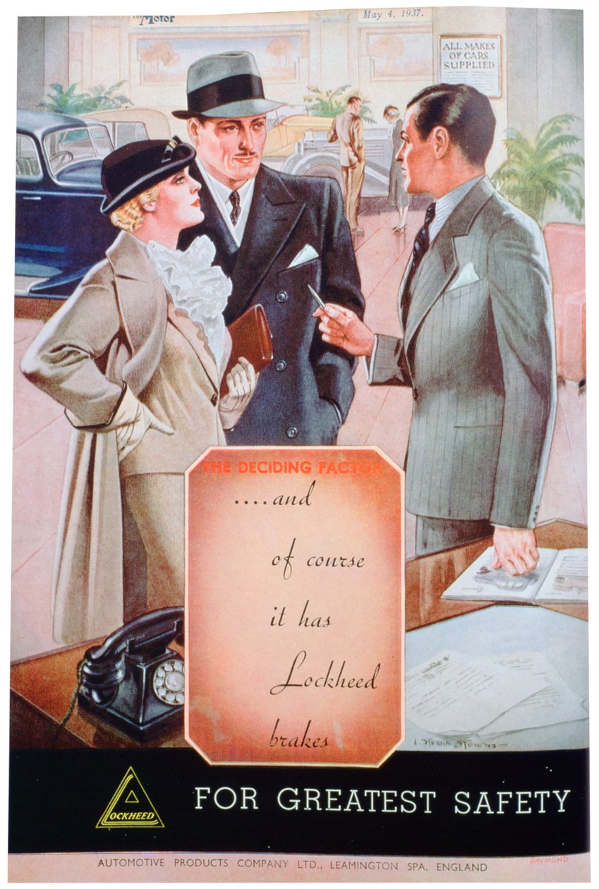 1937 Leamington Spa Otomotiv Ürünleri tarafından Lockheed araba frenleri için reklam by Unbekannt