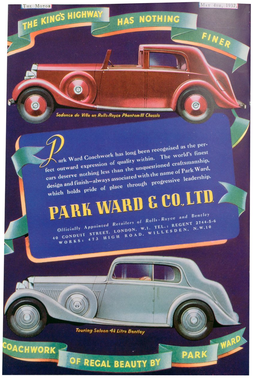Park Ward ve Co araba karoseri için reklam, 1937 by Unbekannt