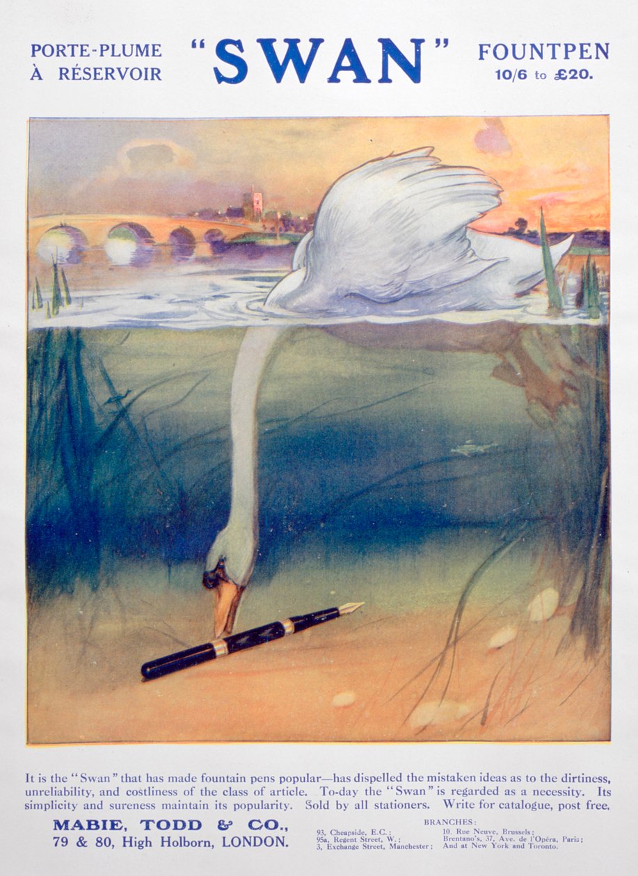 Swan dolma kalem reklamı, c1906 by Unbekannt