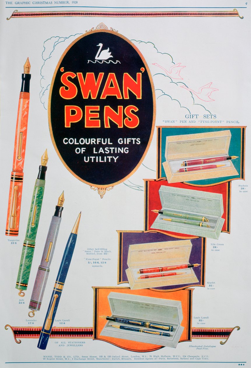 Swan kalemleri için reklam, 1928 by Unbekannt