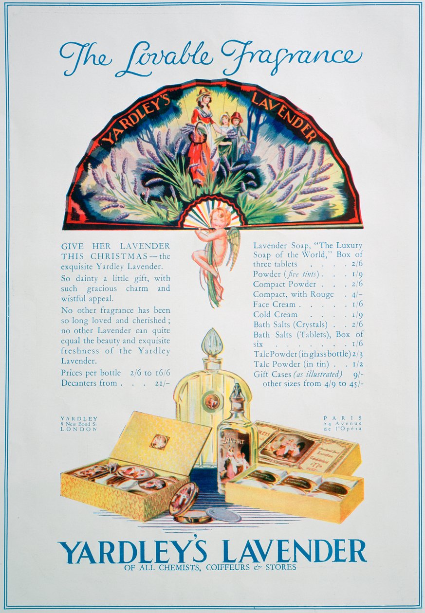Yardleys Lavender parfüm ve kozmetik ürünleri için reklam, 1928 by Unbekannt