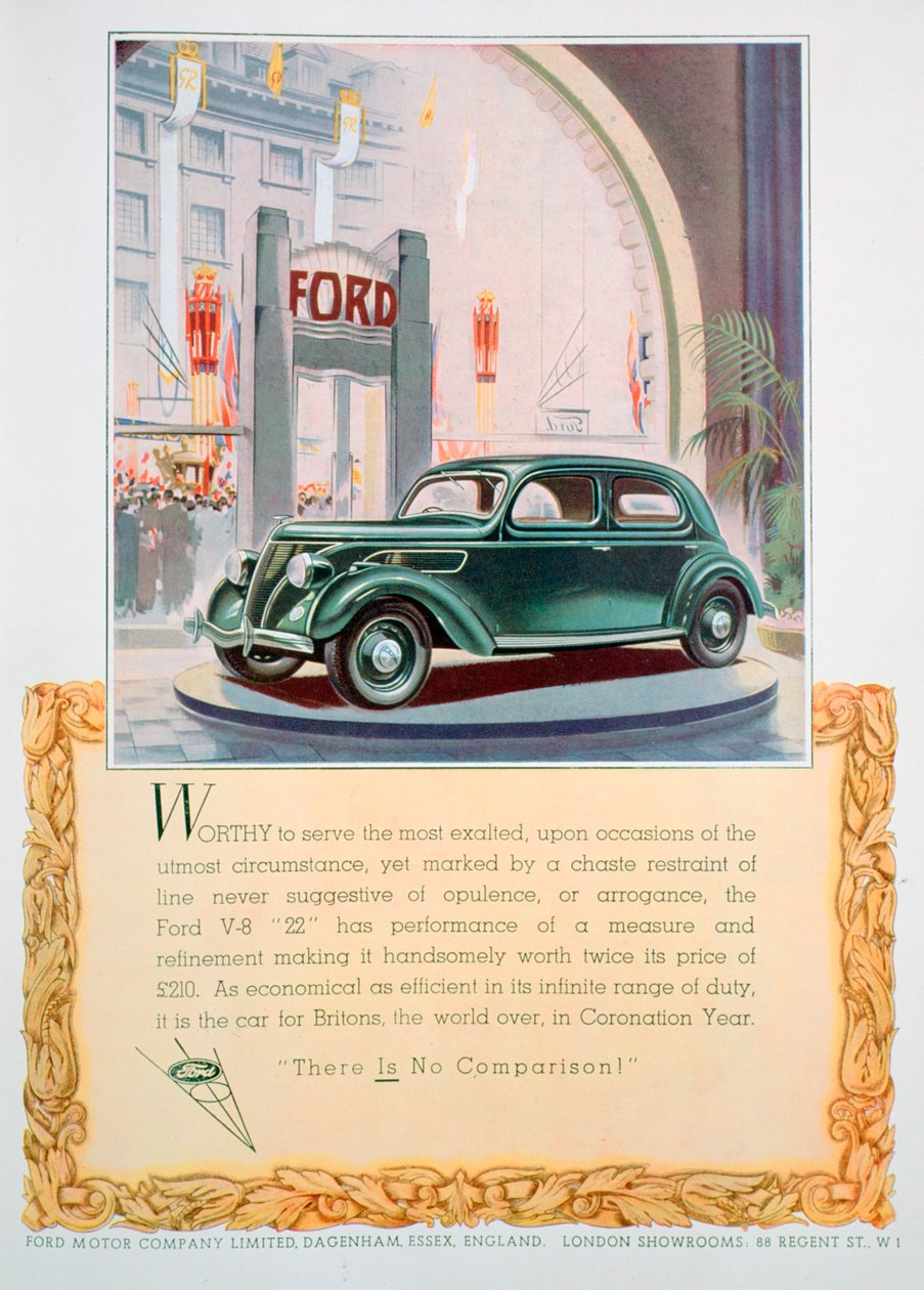 Ford V8 22 motorlu araba reklamı, 1937 by Unbekannt
