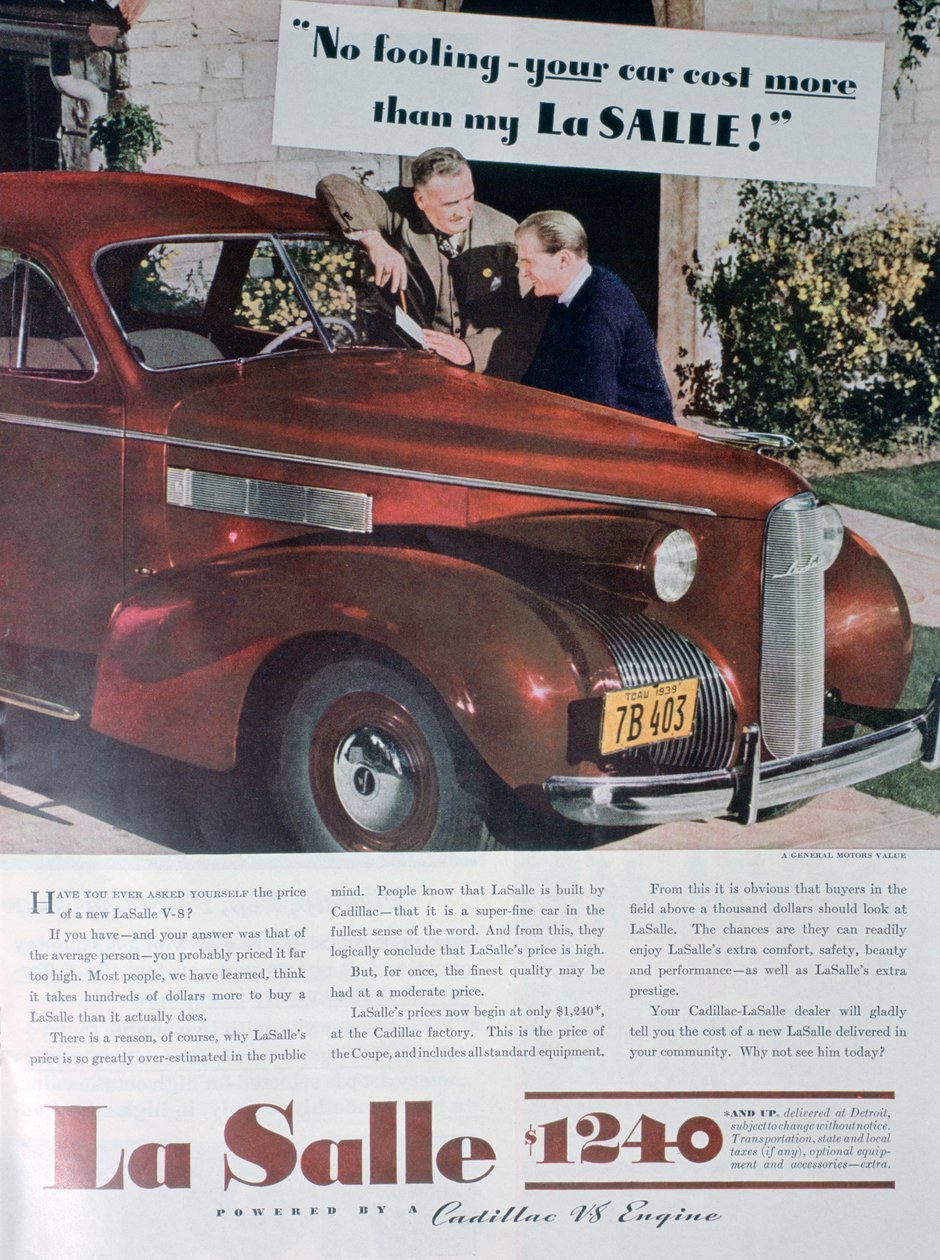 LaSalle V8 arabasının reklamı, 1939 by Unbekannt