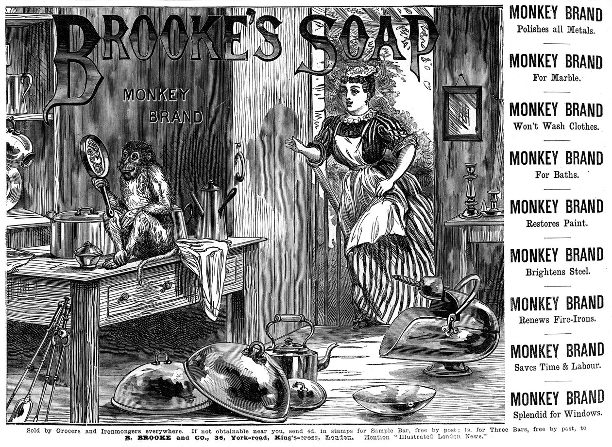Brookes Maymun Marka Sabun Reklamı, 1887 by Unbekannt
