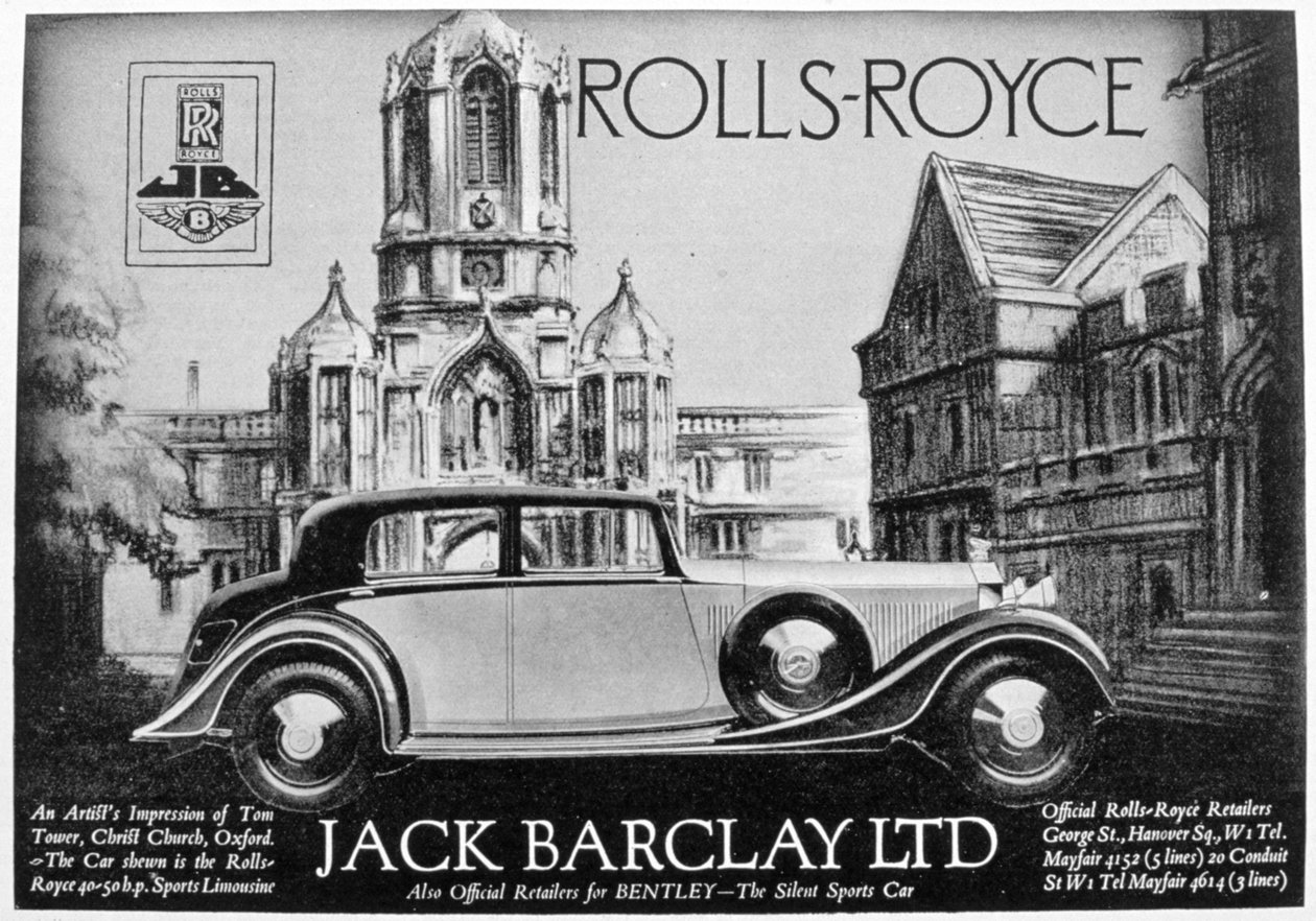 Jack Barclay Ltd, Rolls-Royce ve Bentley bayileri için reklam, 1935 by Unbekannt