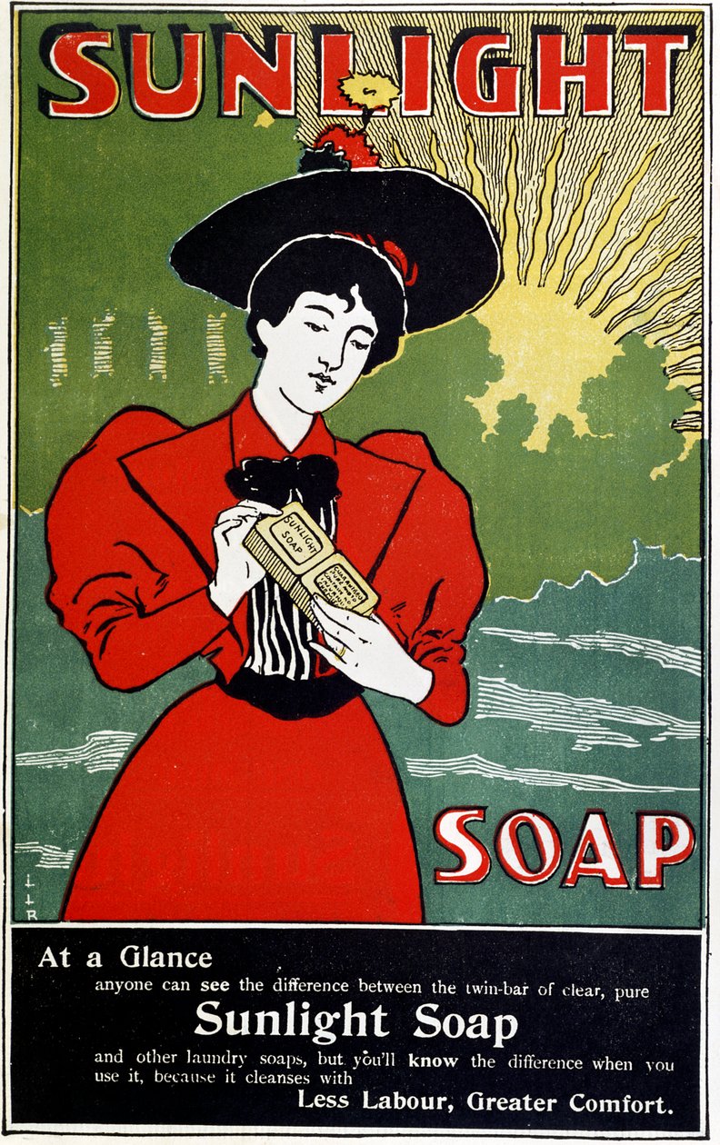 Sunlight ev sabunu, c1890 için reklam by Unbekannt