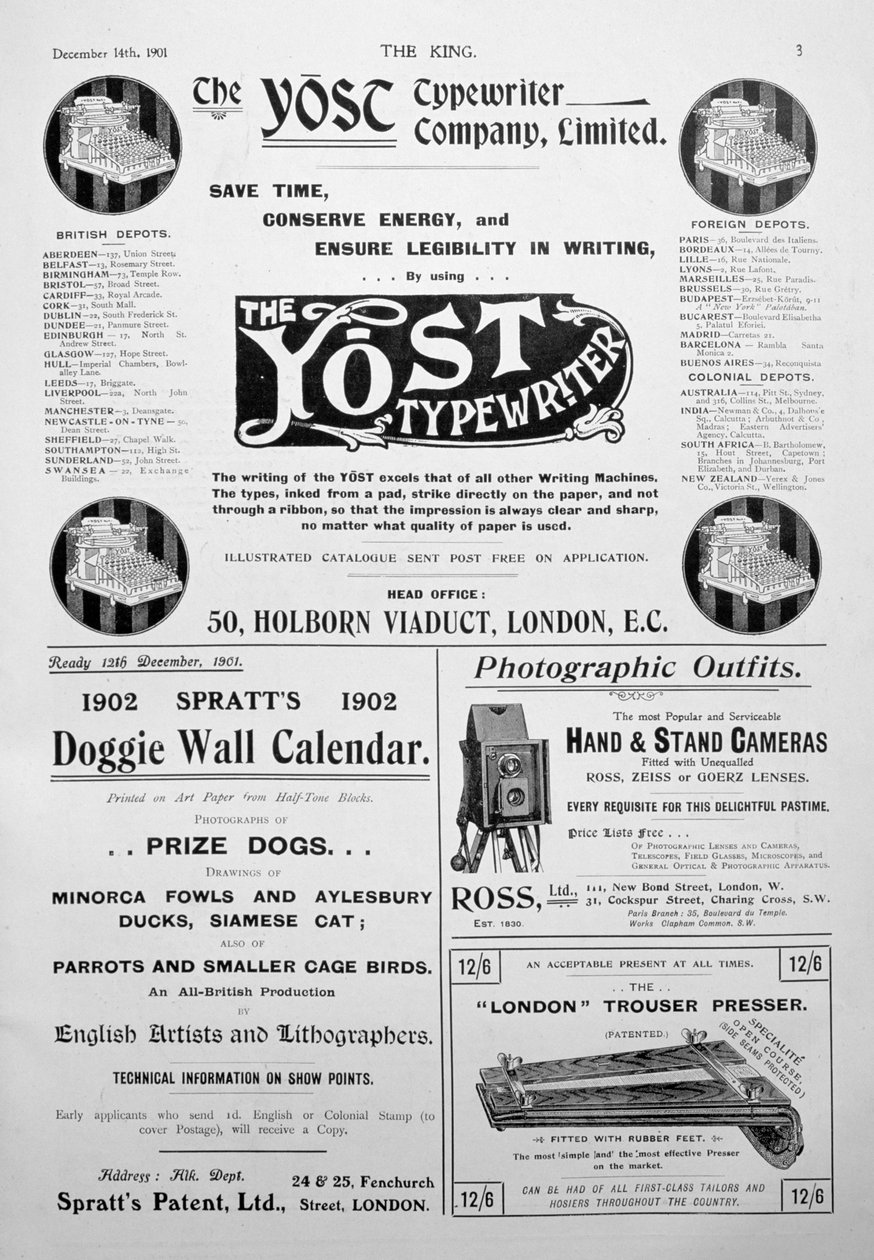 King dergisinden reklam sayfası, 14 Aralık 1901 by Unbekannt