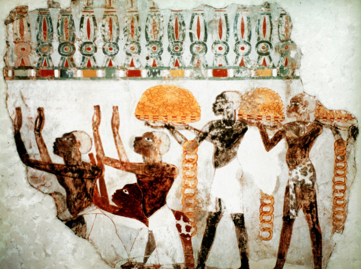 altın taşıyan Afrikalılar, c1400 M.Ö. by Unbekannt