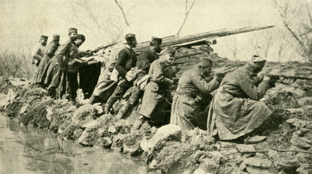 Yağmurlardan Sonra: Sırp Piyade...Sel sırasında, Birinci Dünya Savaşı, c1915, c1920. by Unbekannt