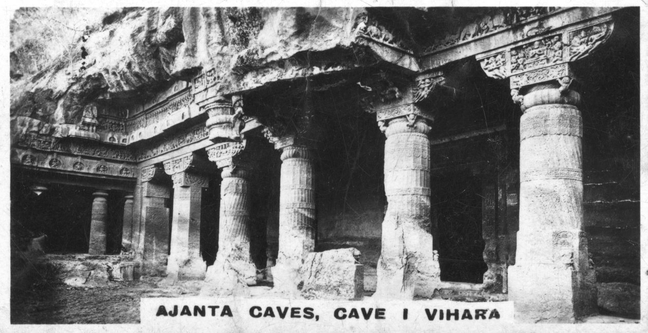 Ajanta mağaraları, Vihara, Maharashtra, Hindistan, c1925 by Unbekannt