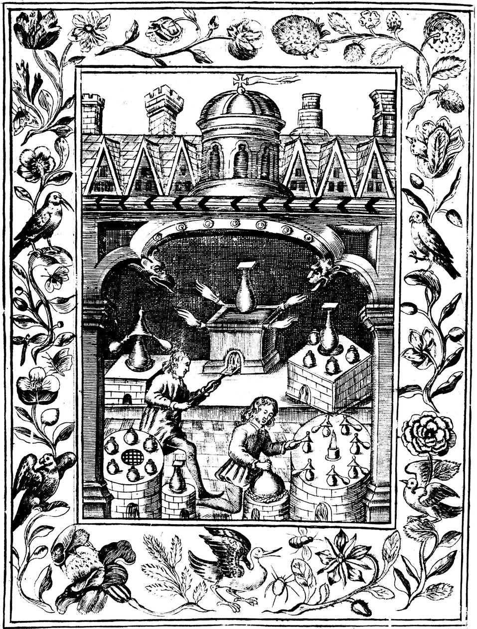 Çeşitli fırın ve kap biçimlerini gösteren simya laboratuvarı, 1652 by Unbekannt