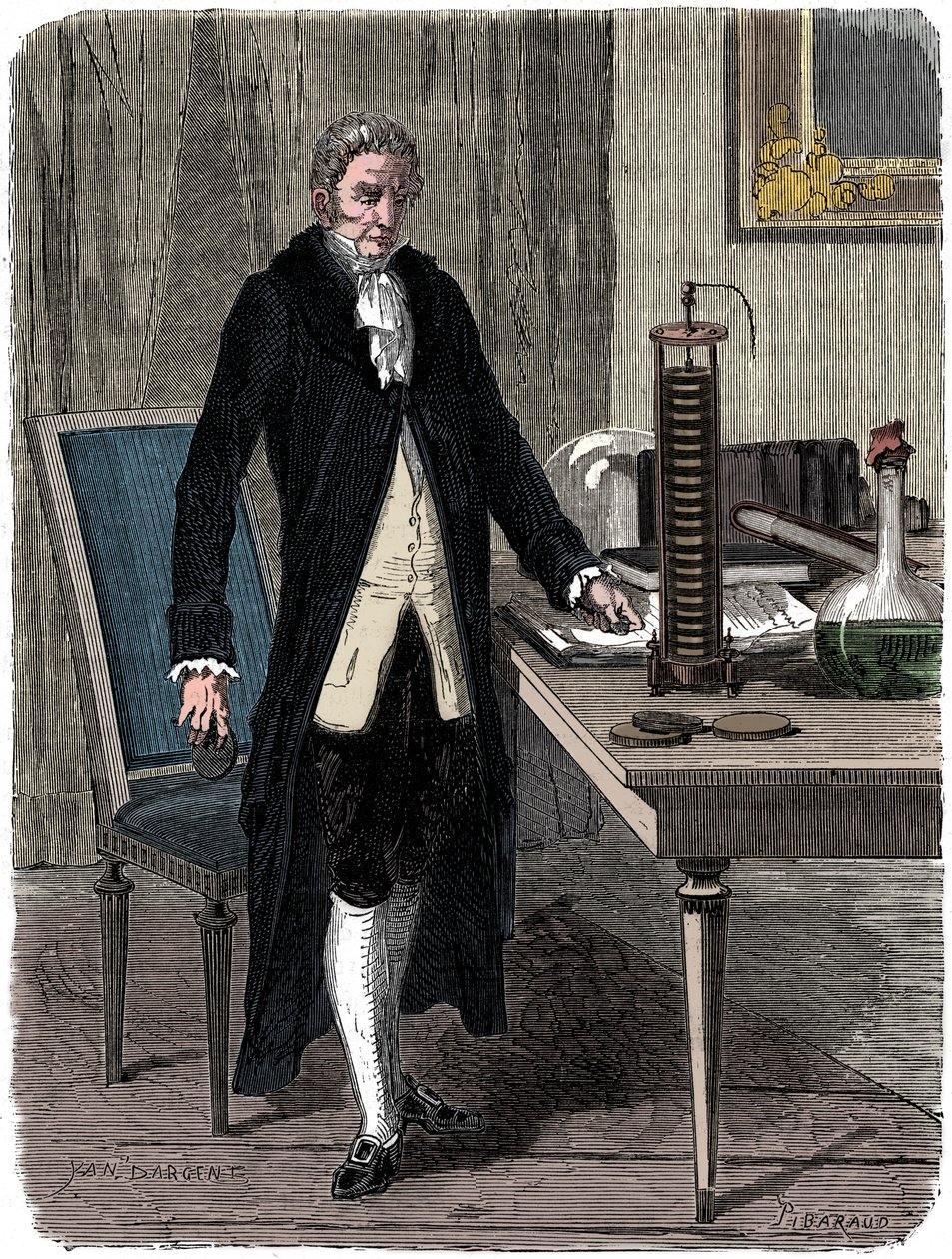 Alessandro Volta, İtalyan fizikçi, elektrik pili c1800 c1870