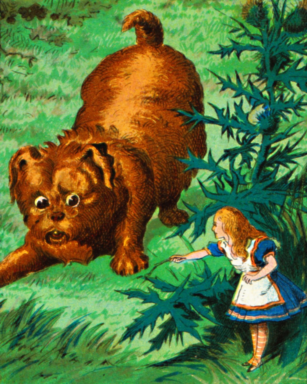 Alice çok büyük bir köpek yavrusuyla tanışır, c1900 by Unbekannt