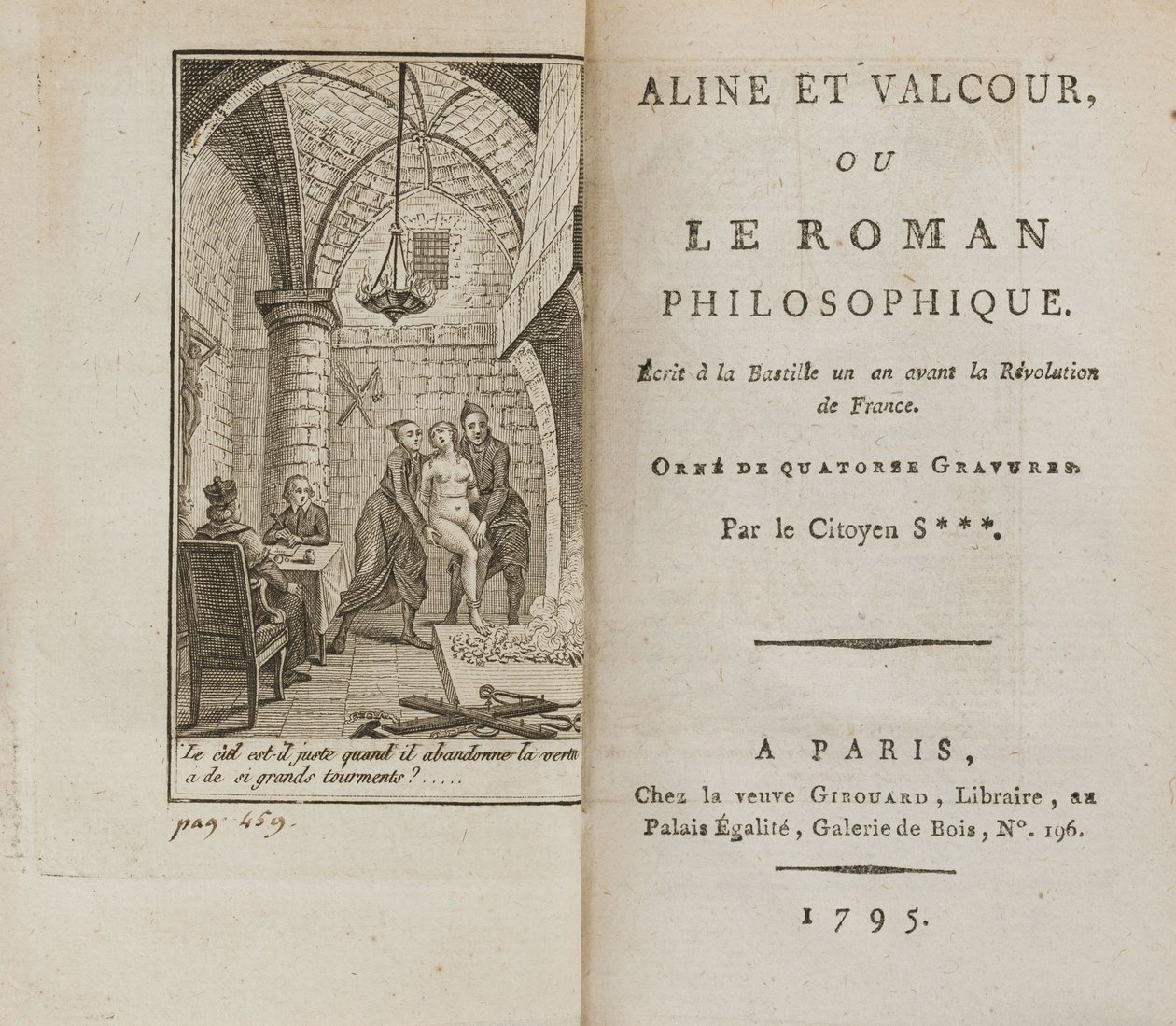 Aline ve Valcour veya, Marquis de Sade, 1795 tarafından Felsefi Roman. by Unbekannt