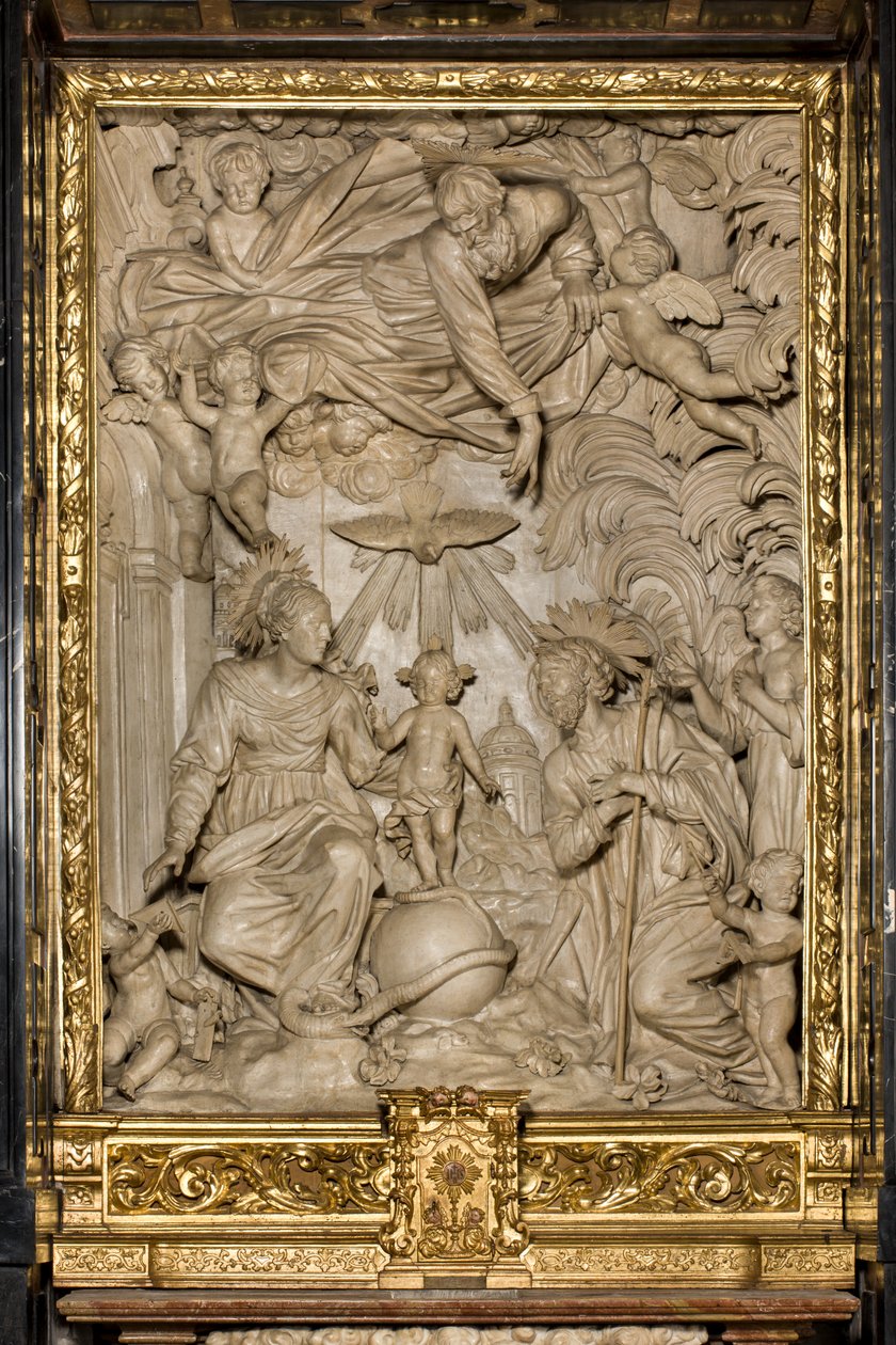 Aziz Joseph Sunağı veya Kutsal Aile Sunağı, Yüksek Rölyef, Giacomo Bertesi 1668, Santa Maria Assunta Katedrali, Katedral, Cremona, Lombardiya, İtalya (fotoğraf) by Unbekannt