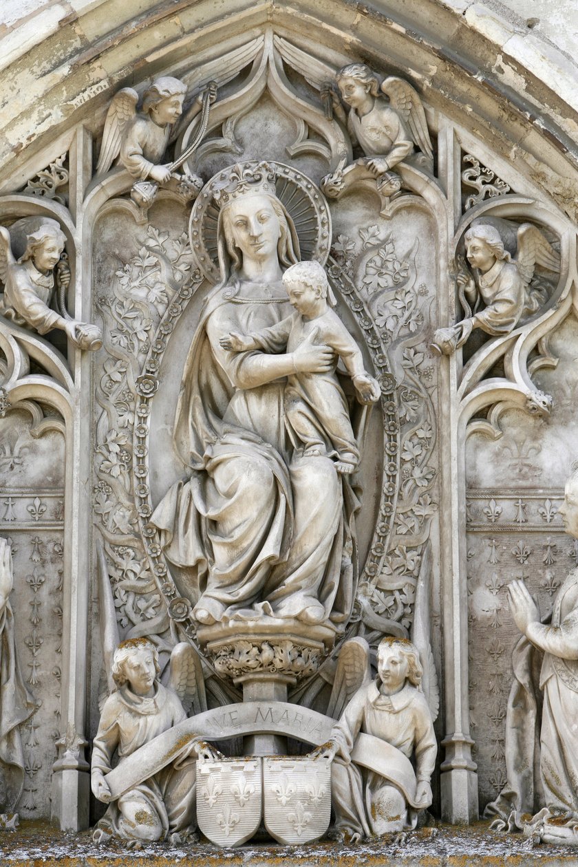 Amboise castle şapel tympanum: Bakire ve çocuk, Amboise, Fransa by Unbekannt