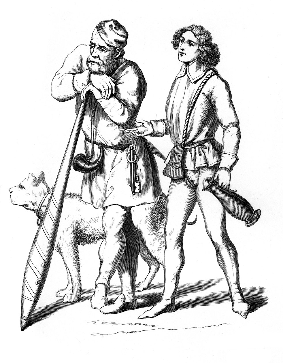 Bir İngiliz kapı bekçisi 1480 ve ev hizmetçisi 1475, 15. yüzyıl 1849 by Unbekannt