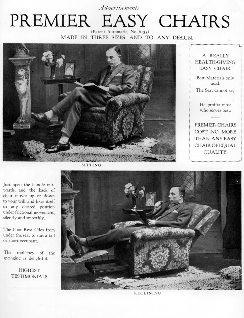 Premier kolay sandalyeler için bir reklam, 1926 by Unbekannt