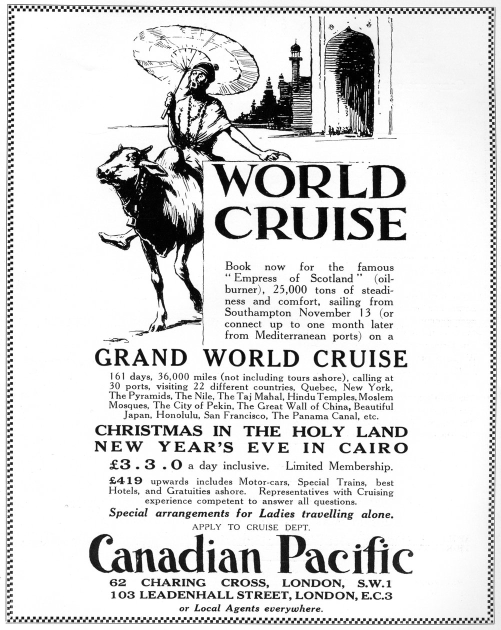 Kanada Pasifik dünya gezisi için bir reklam, 1926 by Unbekannt