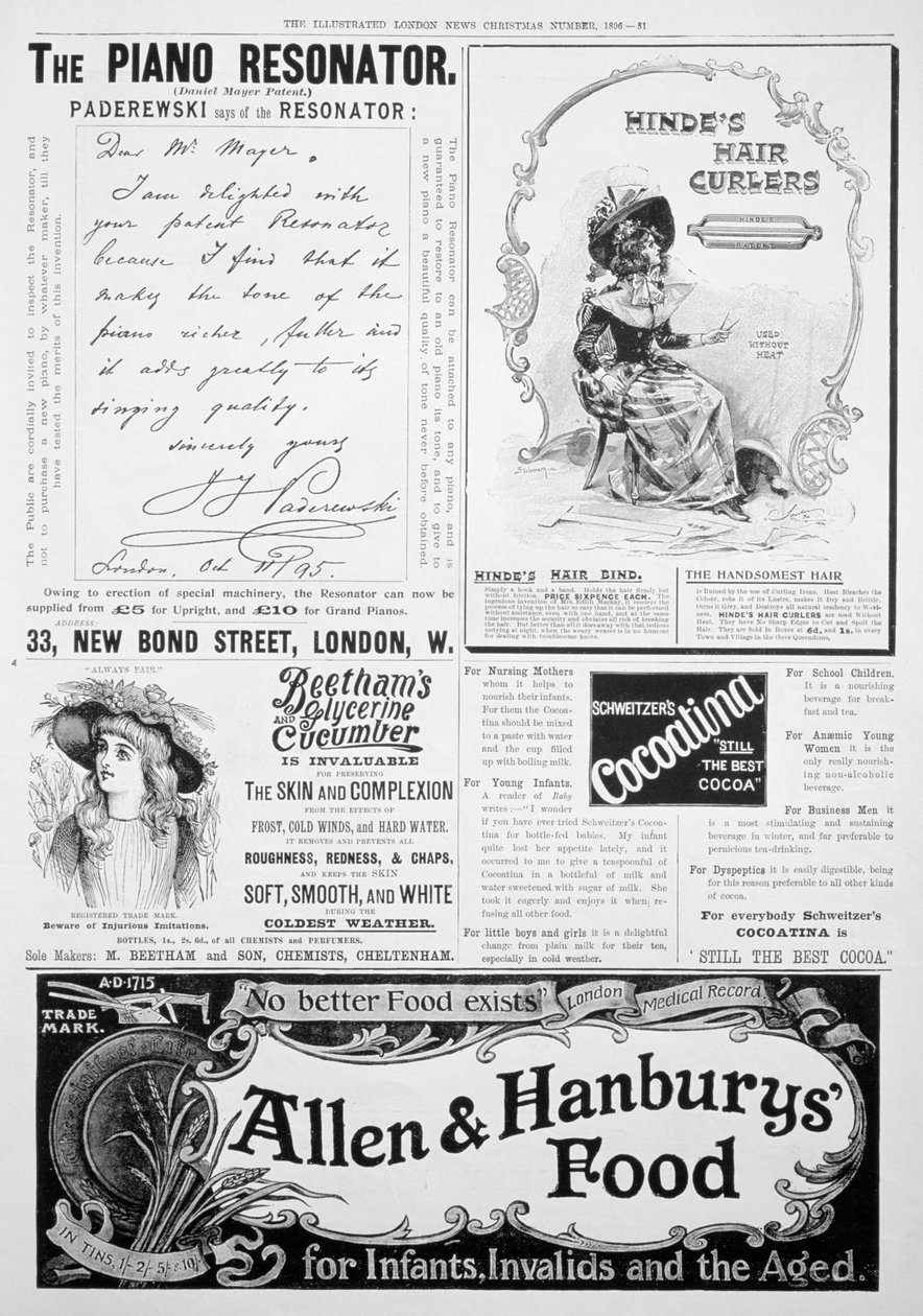 Illustrated London News gazetesinde bir reklam sayfası, Noel numarası, 1896 by Unbekannt