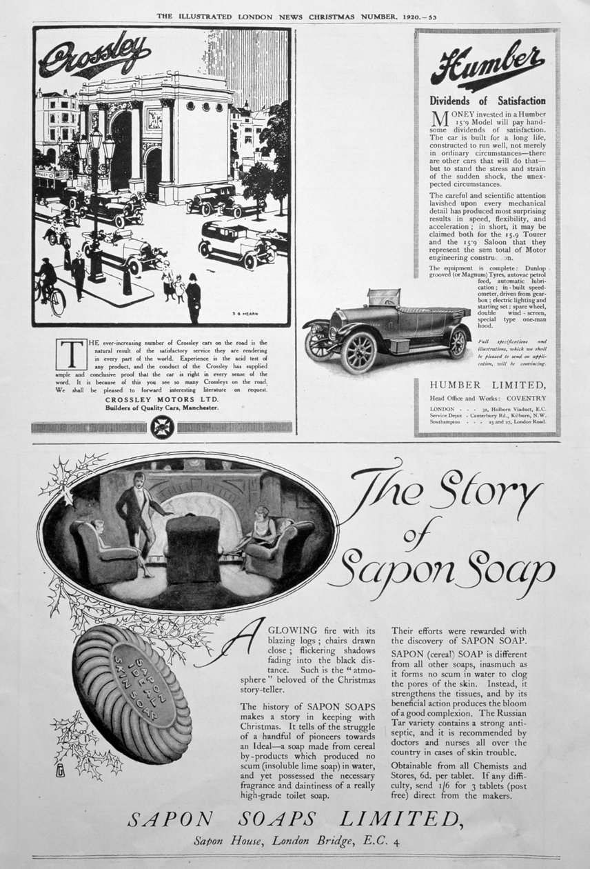 Illustrated London News gazetesinde bir reklam sayfası, Noel numarası, 1920 by Unbekannt