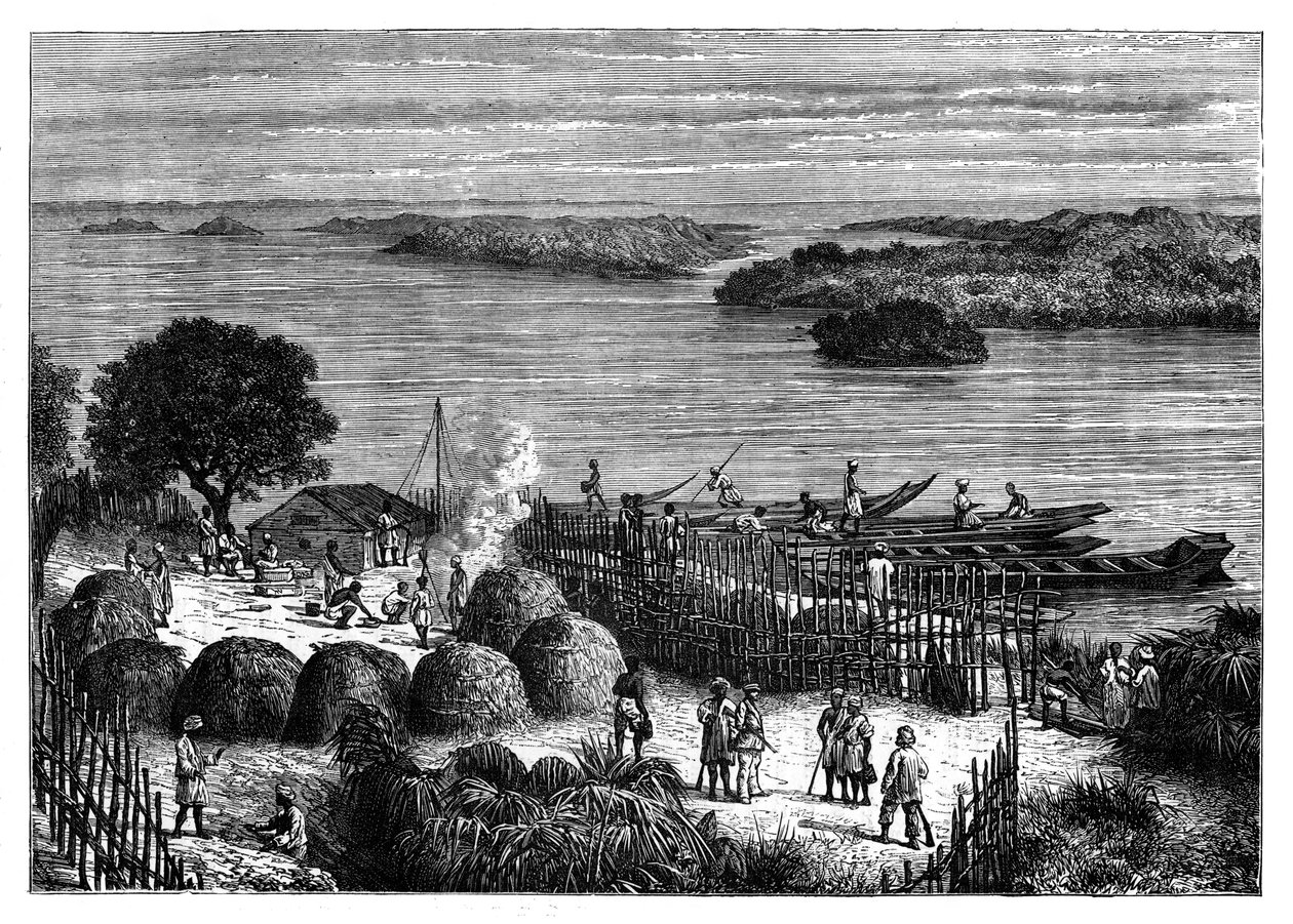 Kongo Nehri üzerinde bir kamp yeri, Afrika, c1890 by Unbekannt