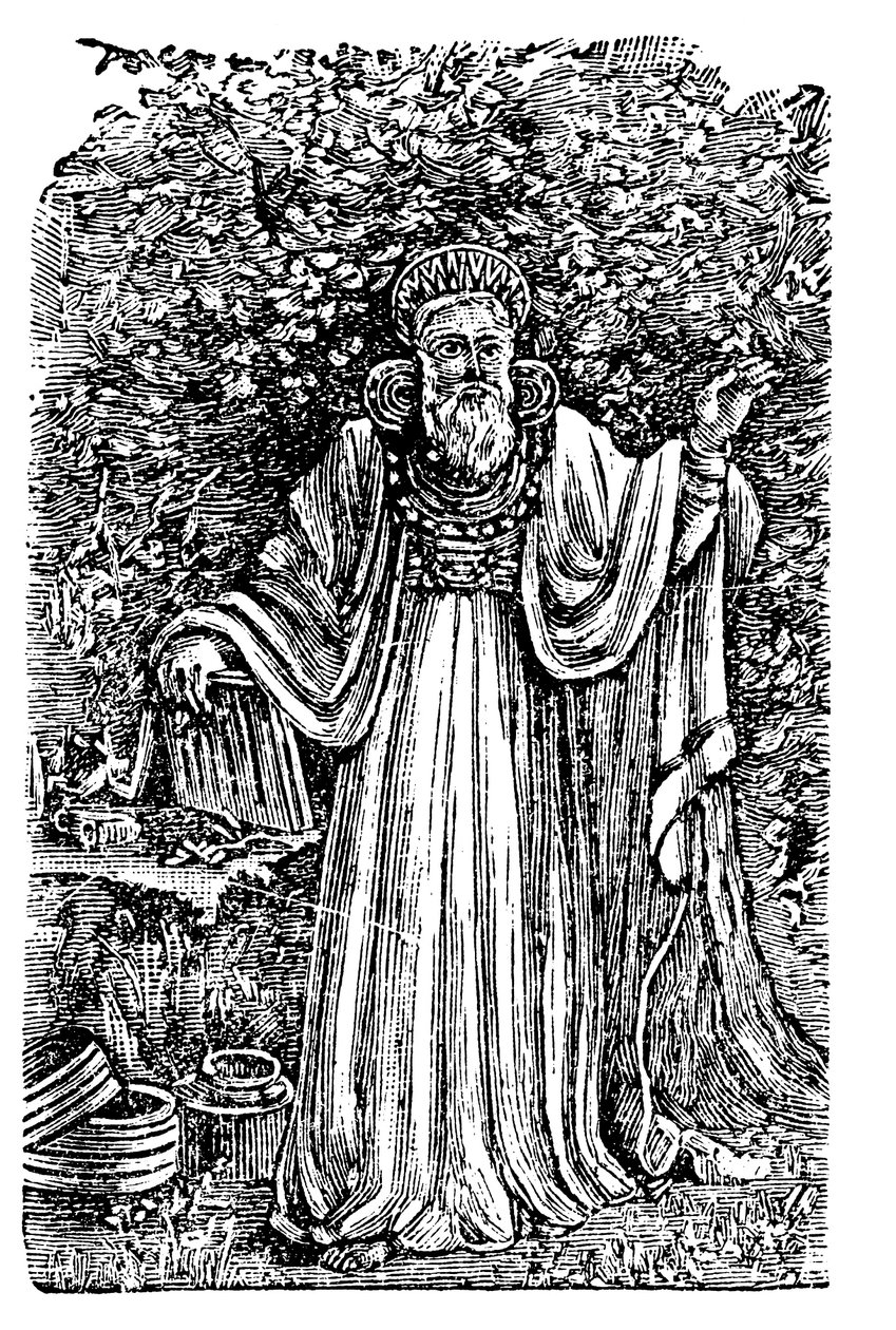 Yargının Göğüs Zırhını takan Antik İngiliz Arch-Druid, c1900 by Unbekannt