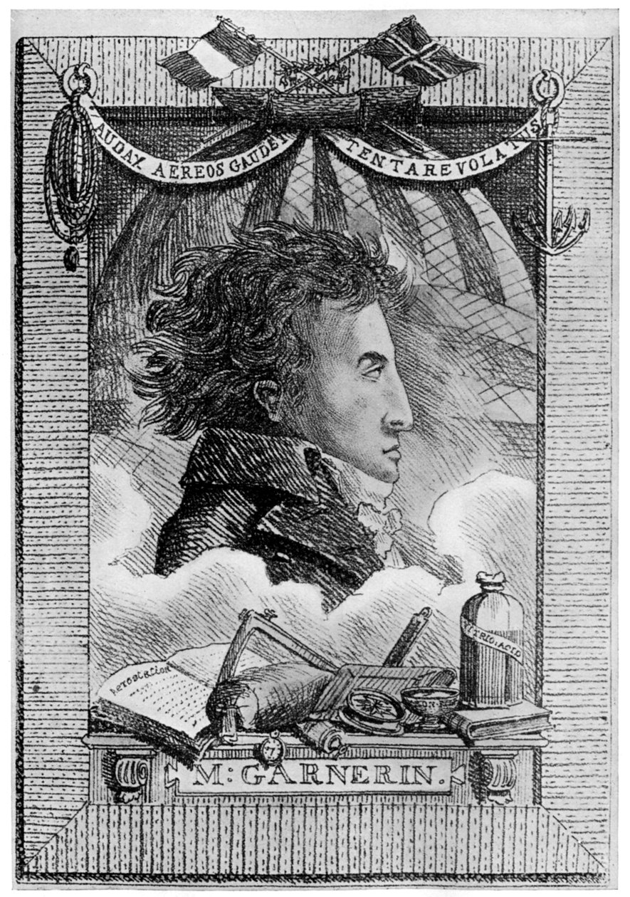 Andre Jacques Garnerin, Fransız havacı ve ilk paraşütçü, c1800 1910 by Unbekannt