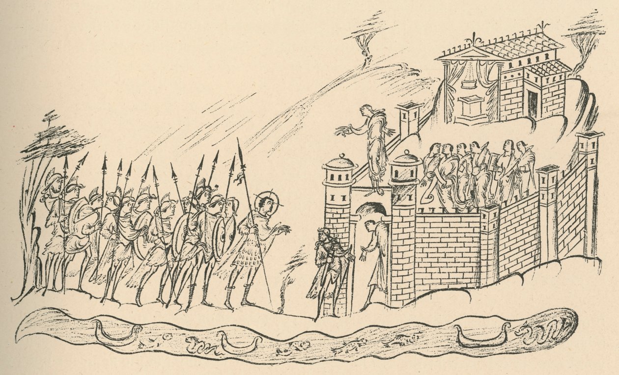 Bir Kaleye Yaklaşan Anglo-Sakson Savaşçıları, 1908 by Unbekannt