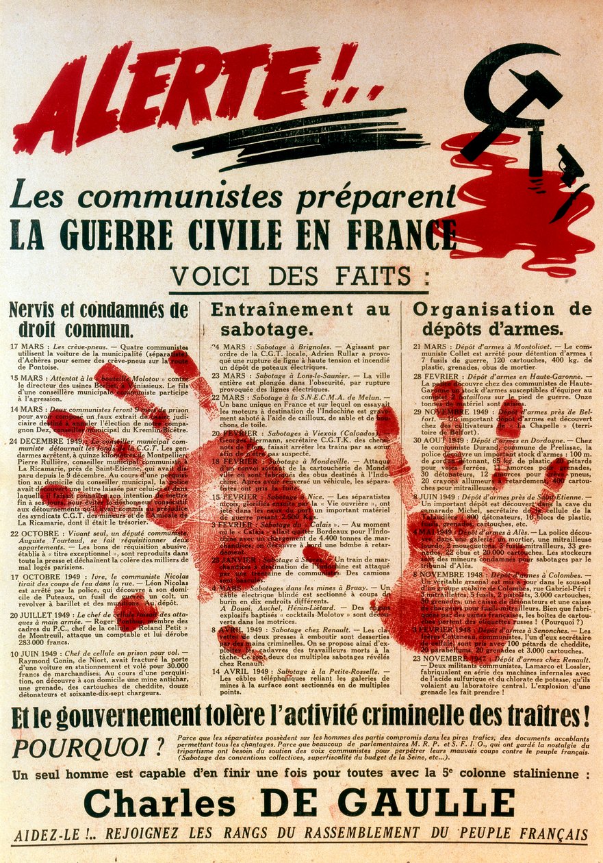 Anti-Komünist Gaullist yanlısı afiş, 1949 by Unbekannt