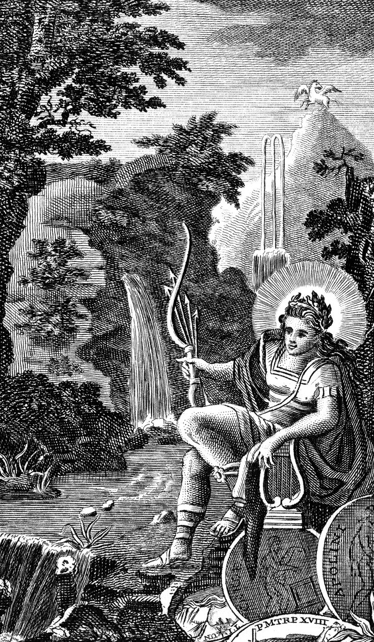 Apollo, Antik Yunan müzik, şiir, okçuluk, kehanet ve şifa tanrısı, 1798 by Unbekannt
