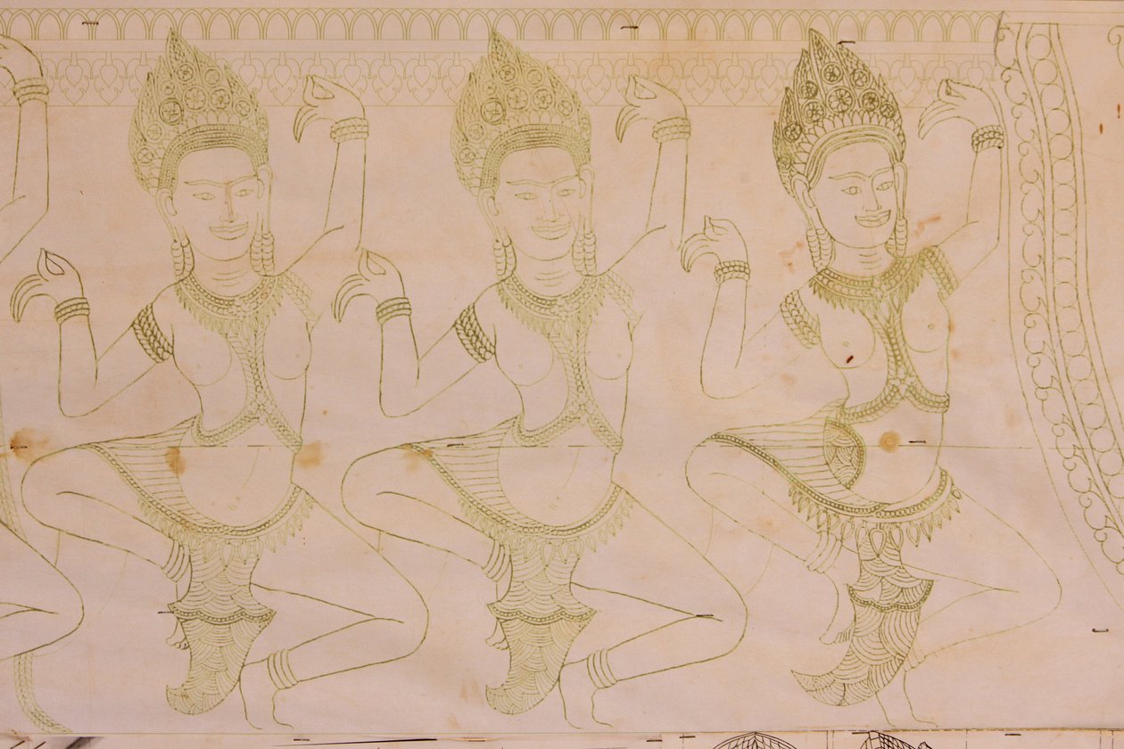 Apsara çizimi, Siem Reap, Kamboçya by Unbekannt