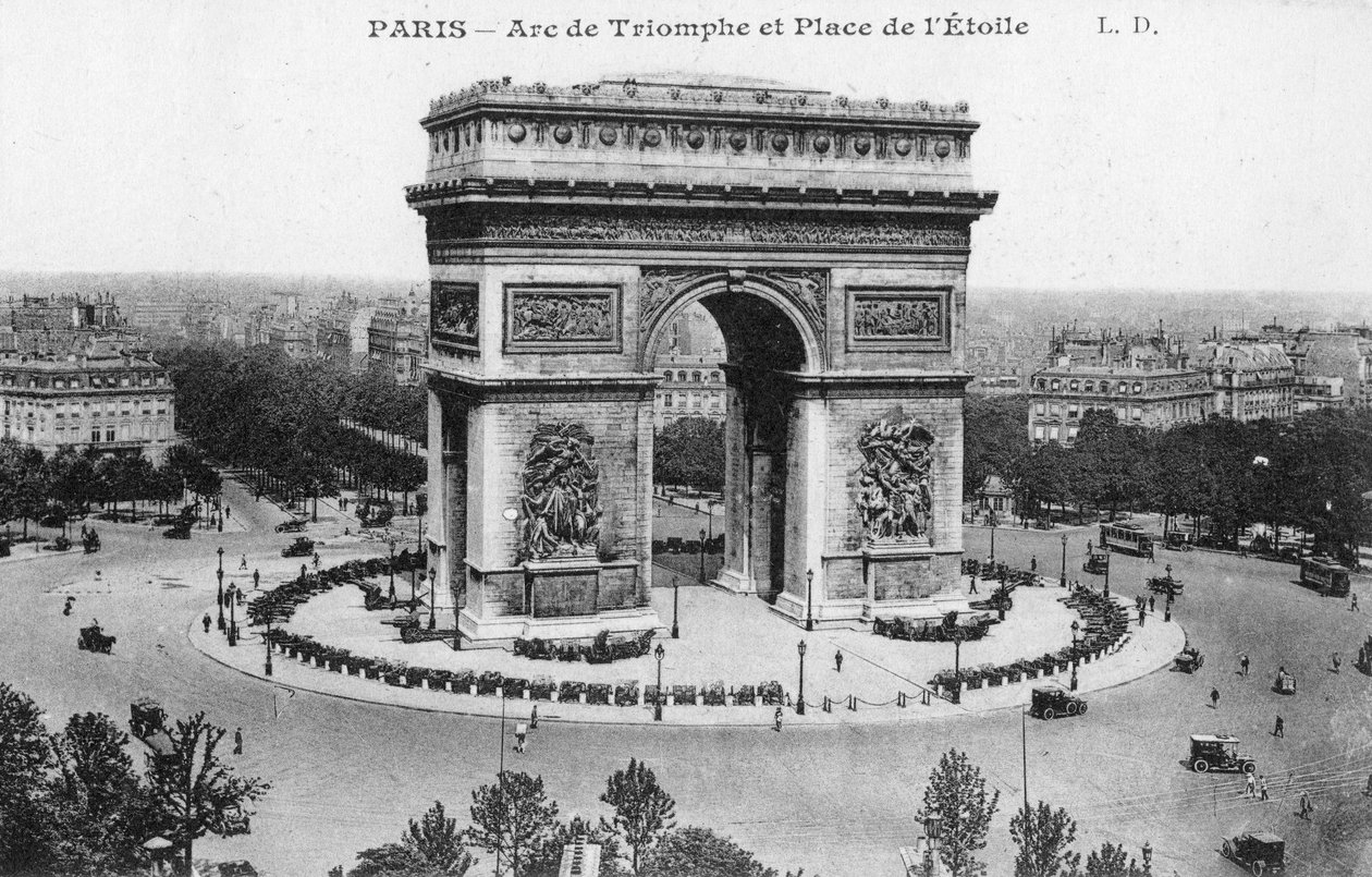 Arc de Triomphe ve Place de lEtoile, Paris, Fransa, 20. yüzyılın başları by Unbekannt