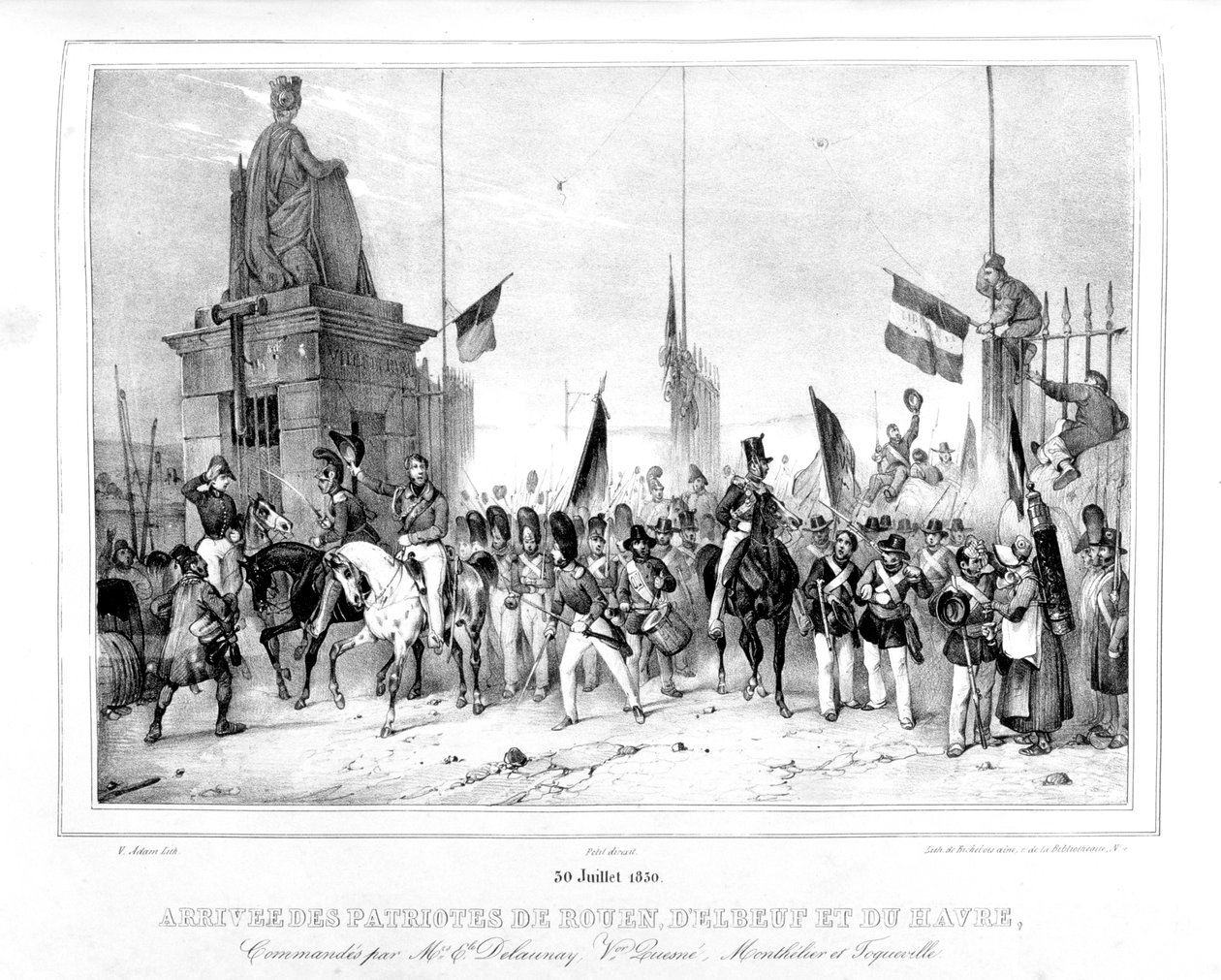 Rouen, Elbeuf ve Le Havre Vatanseverlerinin Gelişi, Paris, 30 Temmuz 1830 by Unbekannt
