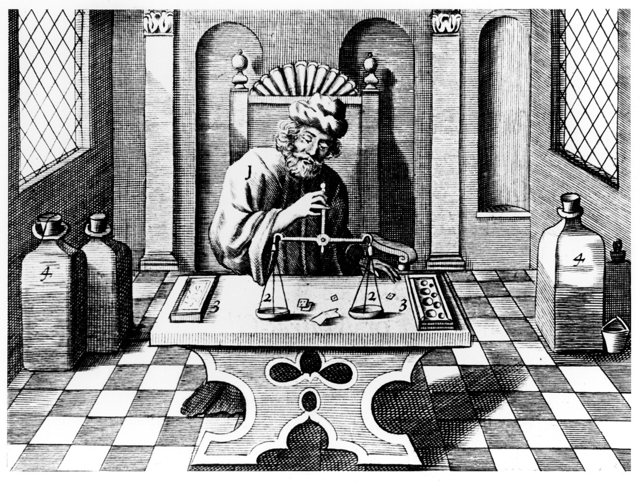 Altın ve gümüş numunelerini test eden tahlilci, 1683 by Unbekannt