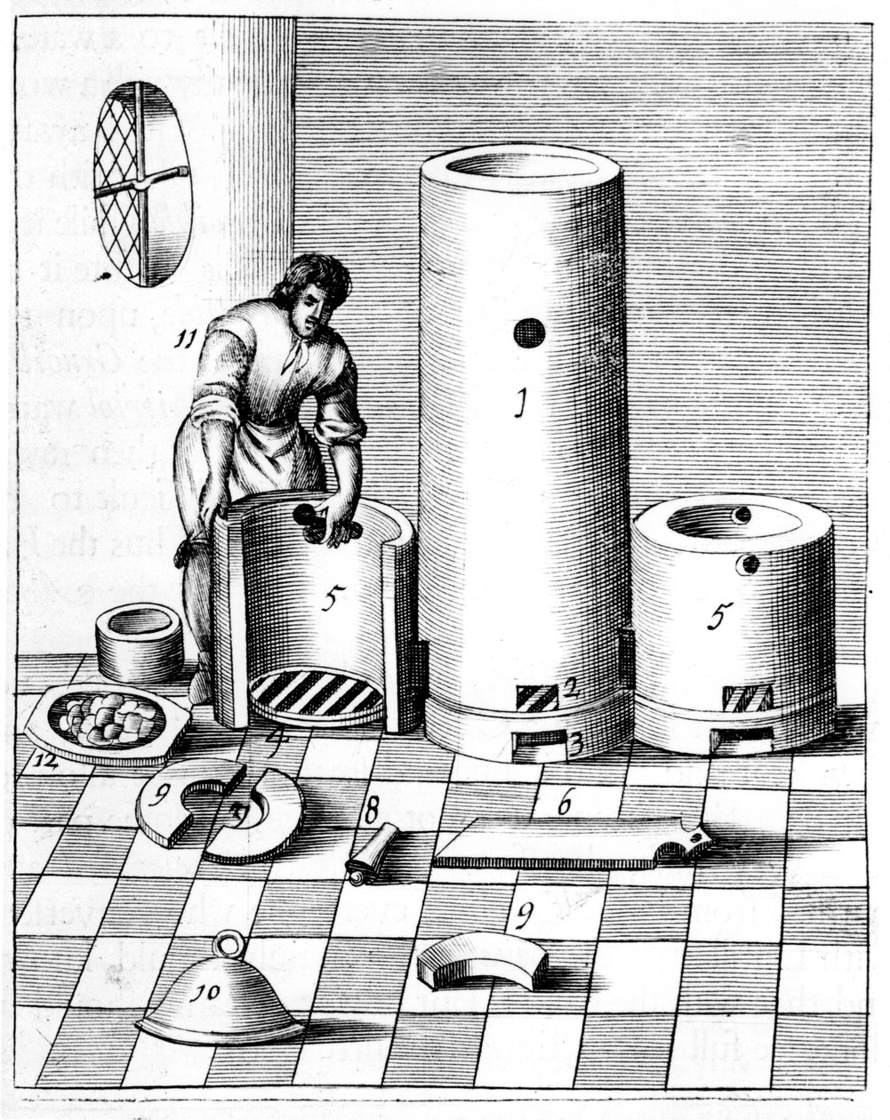 Athanor veya Slow Harry, sabit bir sıcaklığı koruyan kendi kendini besleyen bir fırın, 1683 by Unbekannt