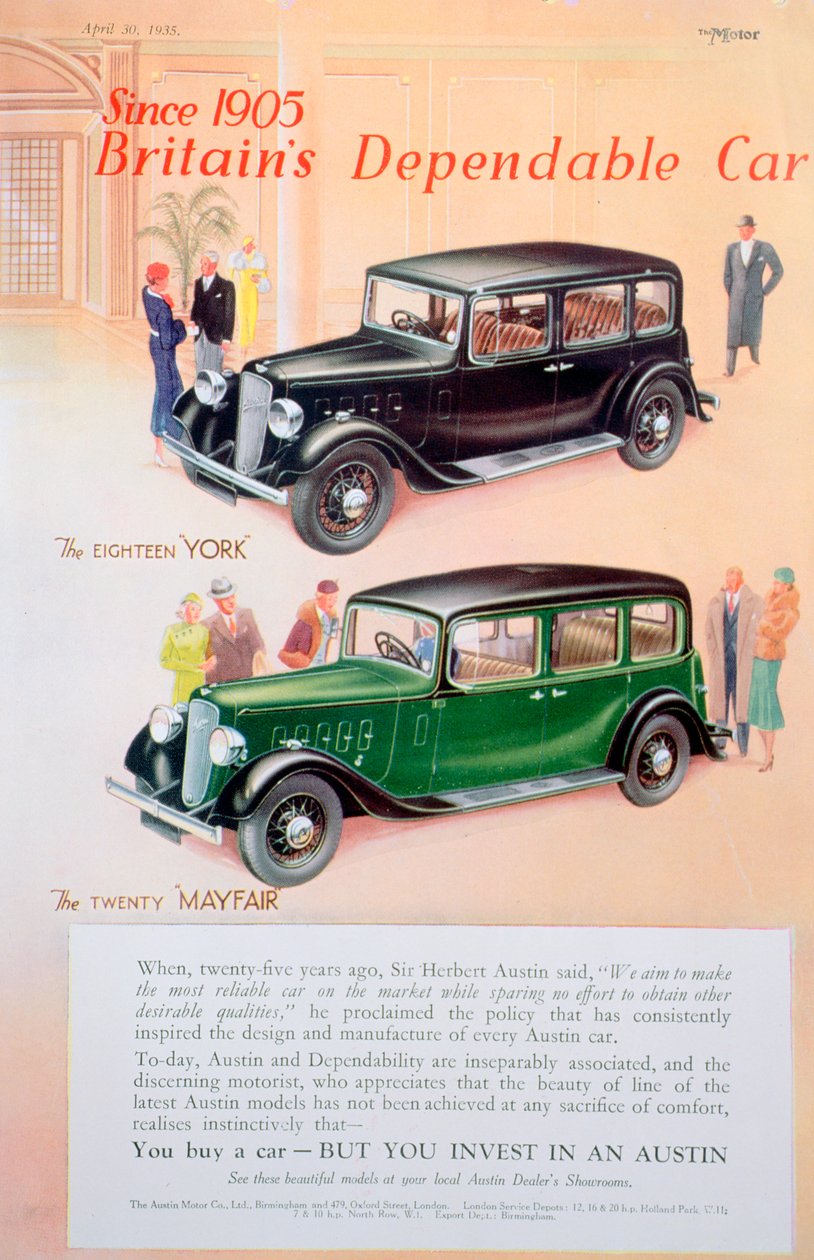 Austin araba reklamı, 1935 by Unbekannt