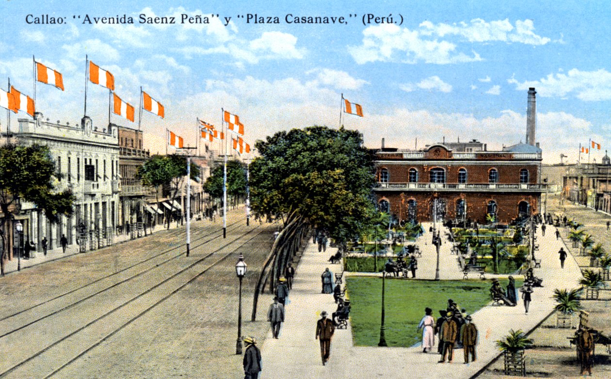 Avenida Saenz Pena ve Plaza Casanave, Callao, Peru, c1900s by Unbekannt