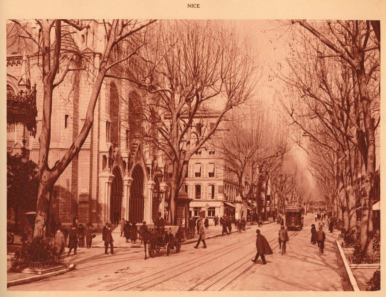Avenue de la Victoire ve Notre-Dame Kilisesi, Nice, 1930. by Unbekannt