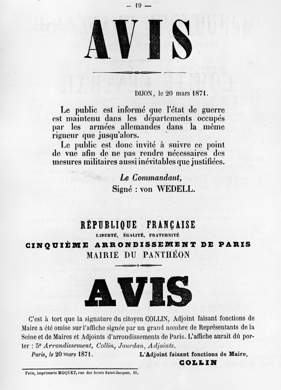 Avise, Paris Komünü