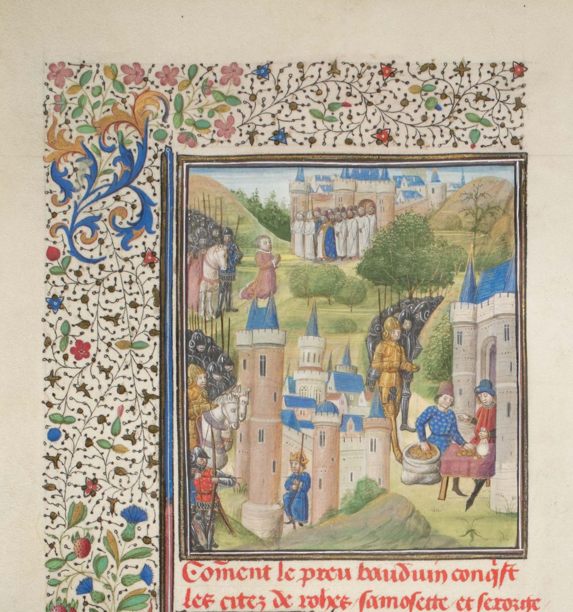Boulogne'lu Baldwin, Şubat 1098'de Edessa'ya girerken. Tire William tarafından Historia'dan minyatür, 1460'lar by Unbekannt