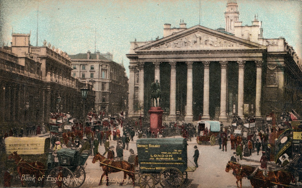 İngiltere Bankası ve Kraliyet Borsası, c1910 by Unbekannt