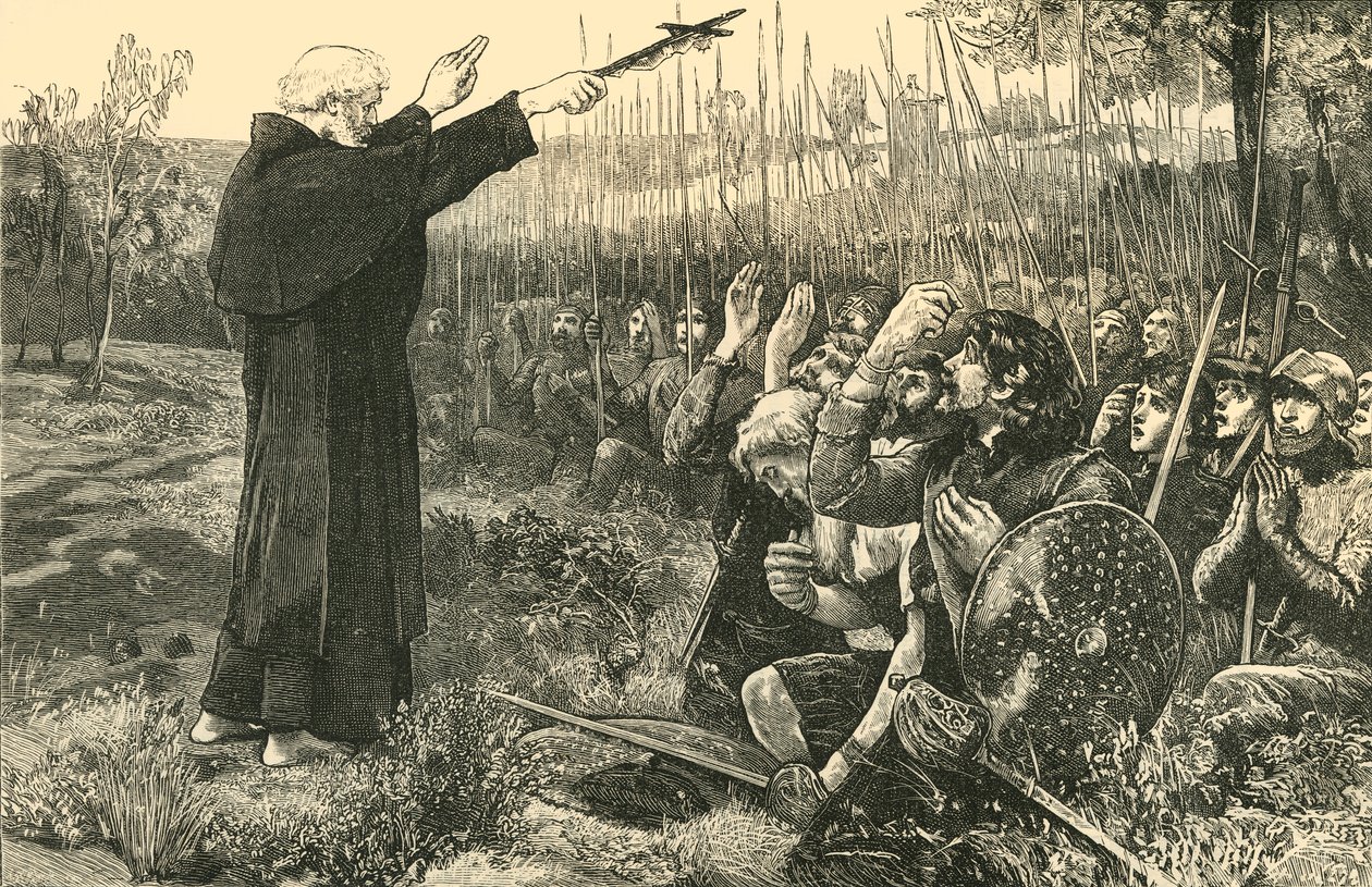 Bannockburn: Inchaffray Başrahipi, Savaştan Önce İskoçları Kutsuyor, 1314, 1890. by Unbekannt