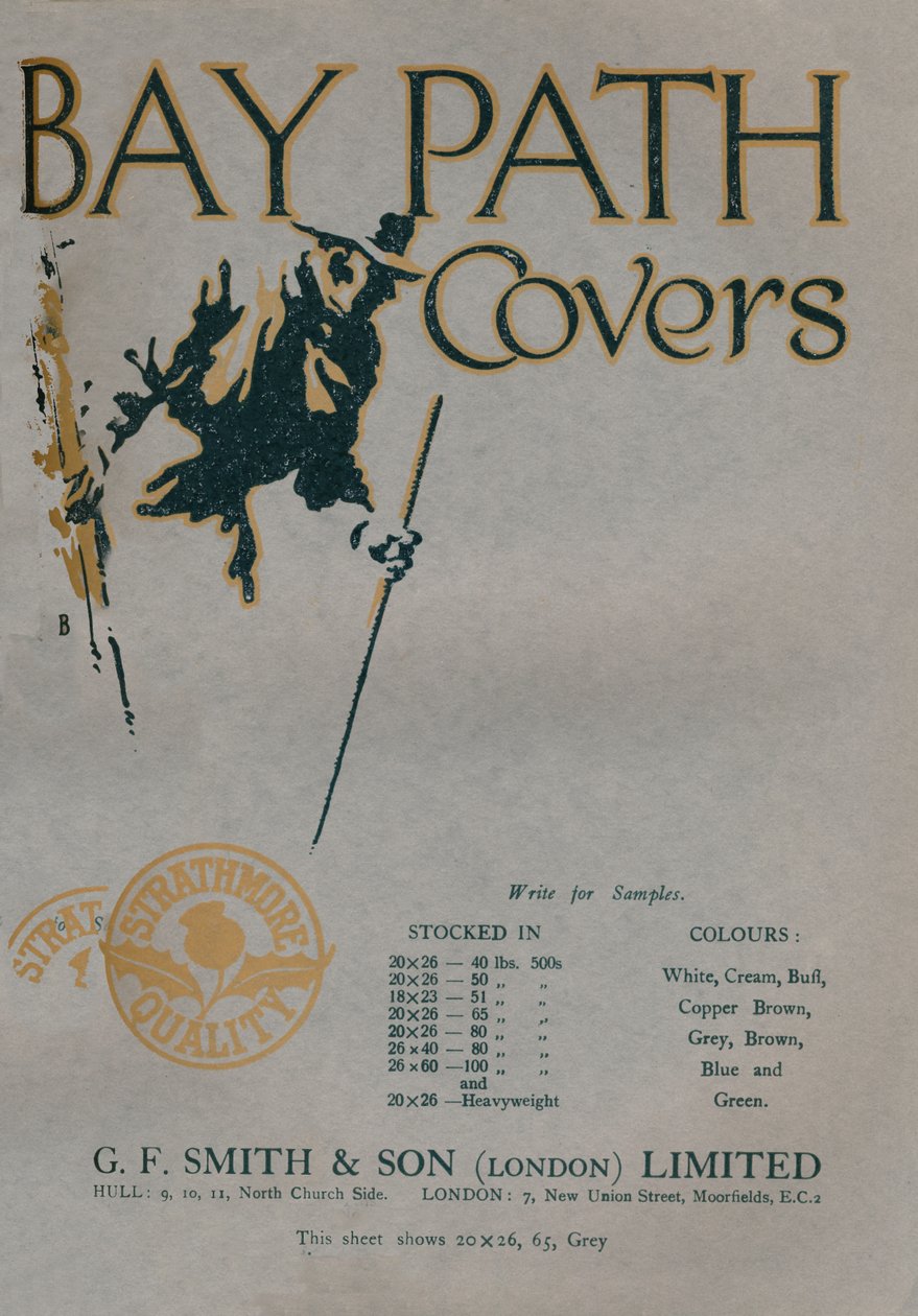 Bay Path Kapakları - G.F. Smith & Son London Limited reklamı, 1919 by Unbekannt