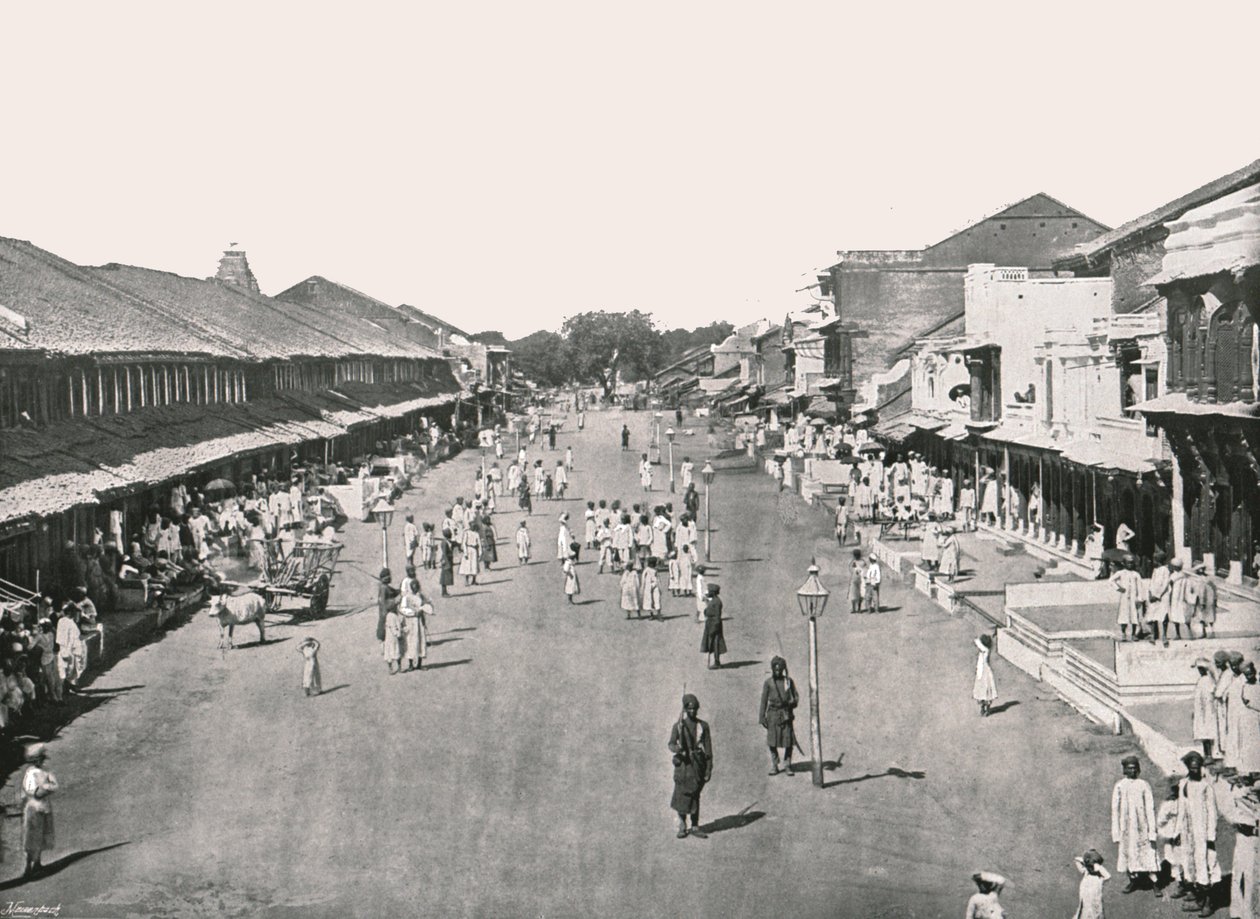 Çarşı sahnesi, yerli mahalle, Kalküta, Hindistan, 1895. by Unbekannt