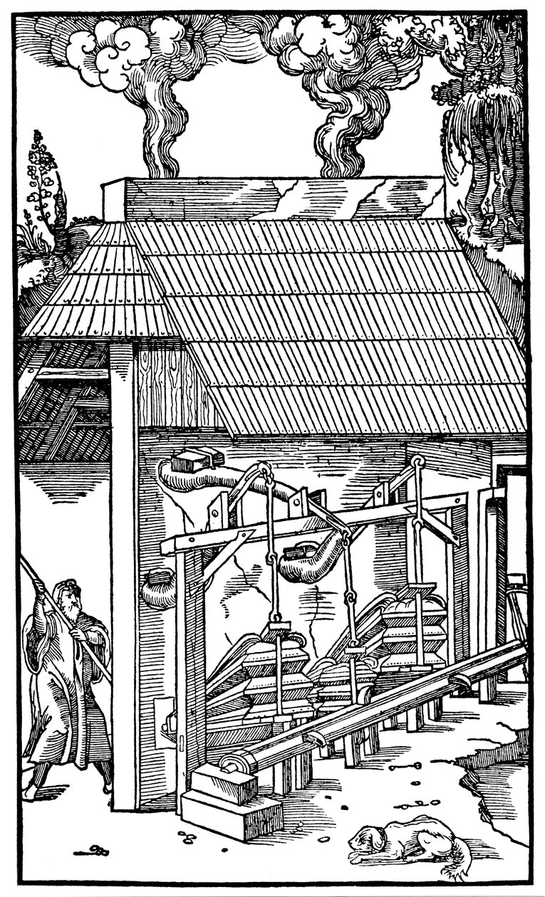 Bir eritme fırınına taslak sağlayan körük, 1556 by Unbekannt