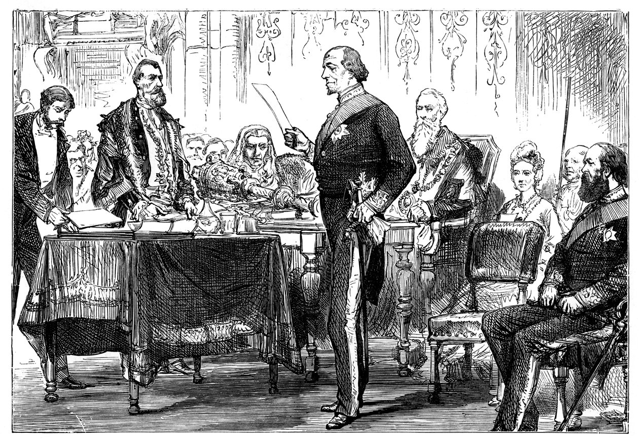 Benjamin Disraeli 1808-1881, Londra şehrinin özgürlüğünü alırken, 1878 by Unbekannt