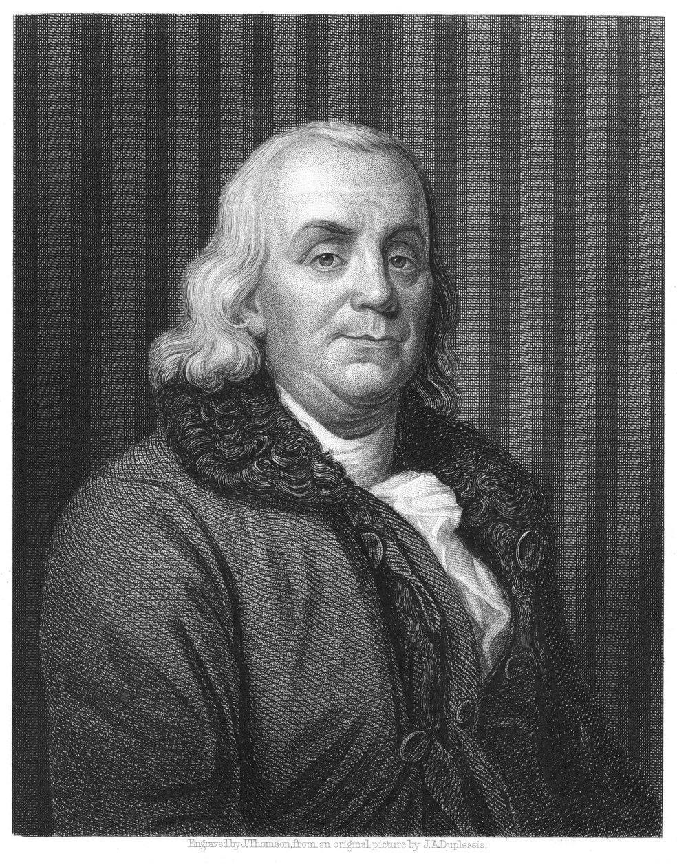 Benjamin Franklin, 18. yüzyıl Amerikalı bilim adamı, mucit ve devlet adamı, 1835 by Unbekannt